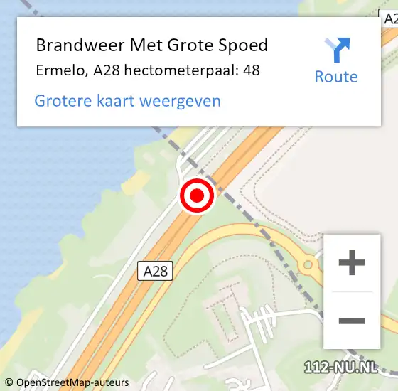 Locatie op kaart van de 112 melding: Brandweer Met Grote Spoed Naar Ermelo, A28 hectometerpaal: 48 op 3 juli 2021 04:41