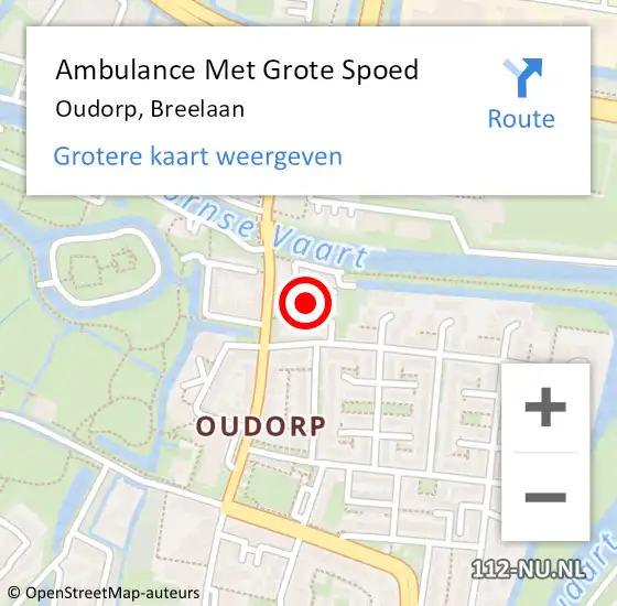 Locatie op kaart van de 112 melding: Ambulance Met Grote Spoed Naar Oudorp, Breelaan op 3 juli 2021 04:47