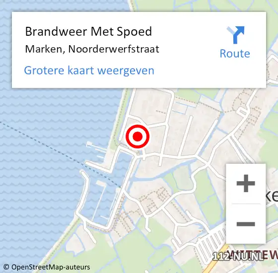 Locatie op kaart van de 112 melding: Brandweer Met Spoed Naar Marken, Noorderwerfstraat op 3 juli 2021 04:58