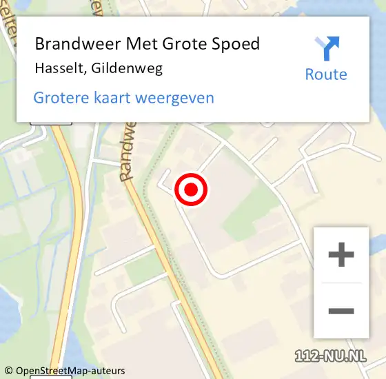 Locatie op kaart van de 112 melding: Brandweer Met Grote Spoed Naar Hasselt, Gildenweg op 3 juli 2021 05:09