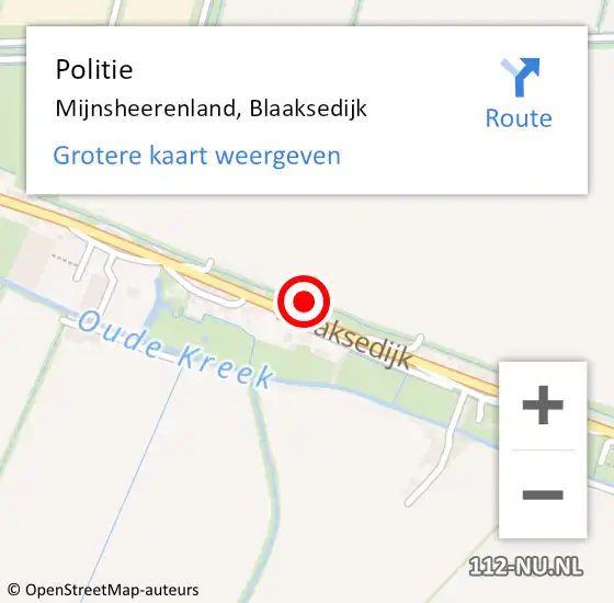 Locatie op kaart van de 112 melding: Politie Mijnsheerenland, Blaaksedijk op 3 juli 2021 06:26