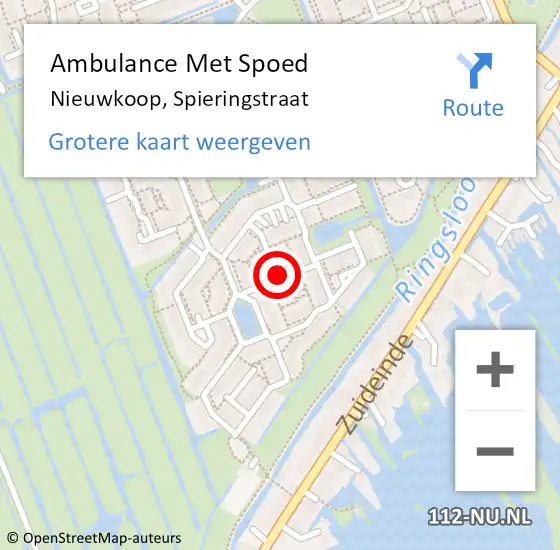 Locatie op kaart van de 112 melding: Ambulance Met Spoed Naar Nieuwkoop, Spieringstraat op 3 juli 2021 07:30