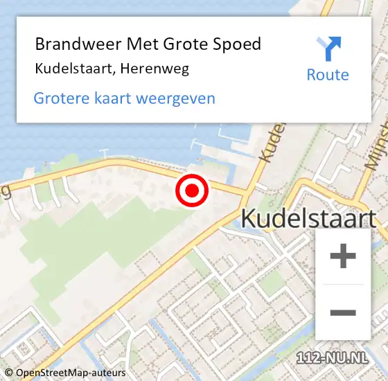 Locatie op kaart van de 112 melding: Brandweer Met Grote Spoed Naar Kudelstaart, Herenweg op 3 juli 2021 07:31