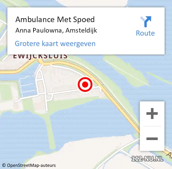 Locatie op kaart van de 112 melding: Ambulance Met Spoed Naar Anna Paulowna, Amsteldijk op 3 juli 2021 08:09