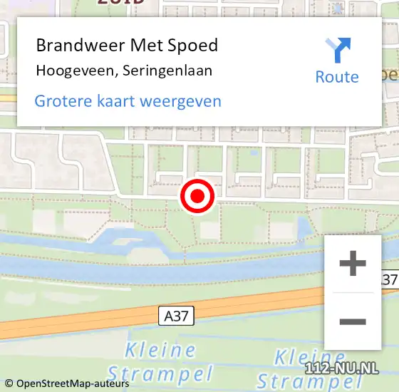 Locatie op kaart van de 112 melding: Brandweer Met Spoed Naar Hoogeveen, Seringenlaan op 3 juli 2021 08:12
