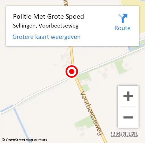 Locatie op kaart van de 112 melding: Politie Met Grote Spoed Naar Sellingen, Voorbeetseweg op 3 juli 2021 08:14