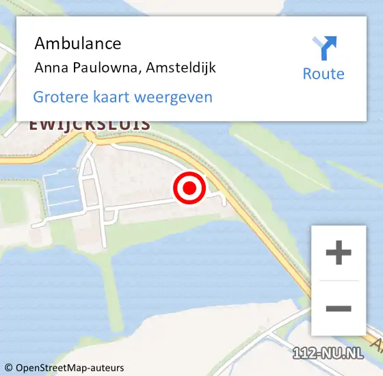 Locatie op kaart van de 112 melding: Ambulance Anna Paulowna, Amsteldijk op 3 juli 2021 08:16