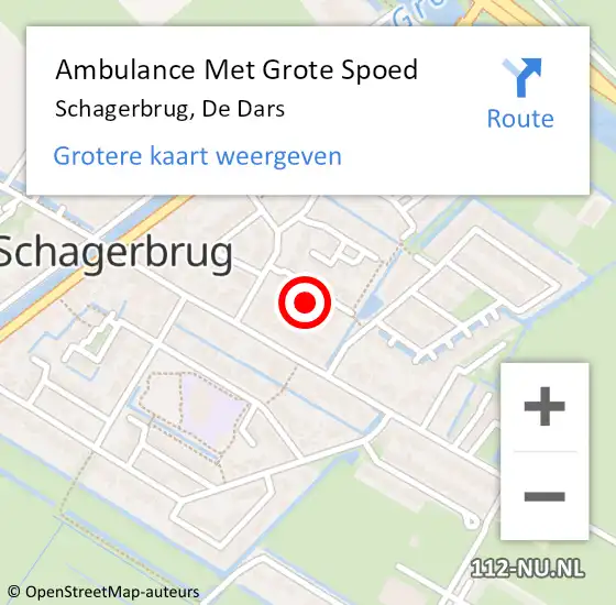 Locatie op kaart van de 112 melding: Ambulance Met Grote Spoed Naar Schagerbrug, De Dars op 3 juli 2021 08:54