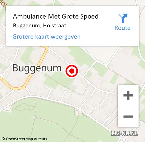 Locatie op kaart van de 112 melding: Ambulance Met Grote Spoed Naar Buggenum, Holstraat op 3 juli 2021 08:55