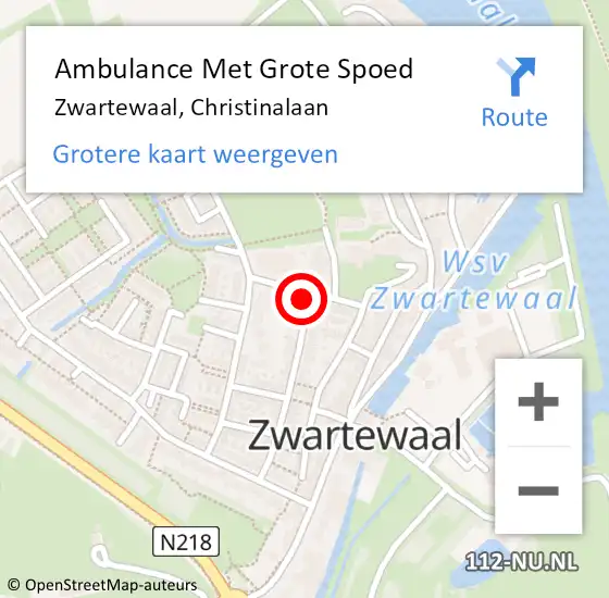 Locatie op kaart van de 112 melding: Ambulance Met Grote Spoed Naar Zwartewaal, Christinalaan op 3 juli 2021 09:30