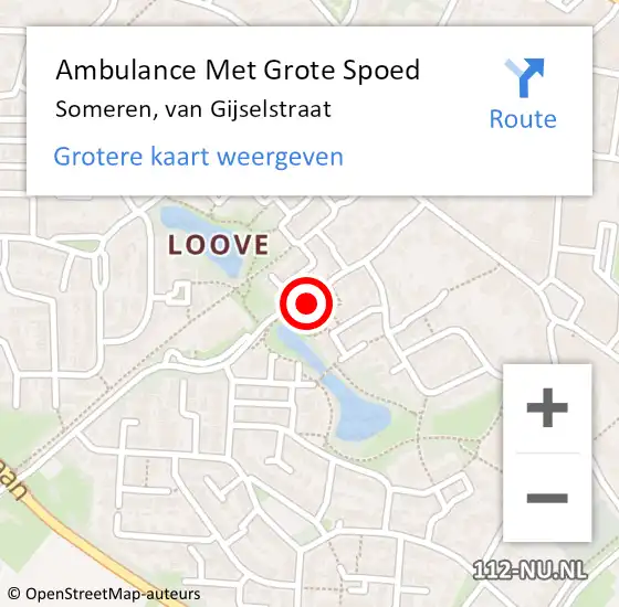 Locatie op kaart van de 112 melding: Ambulance Met Grote Spoed Naar Someren, van Gijselstraat op 3 juli 2021 09:48