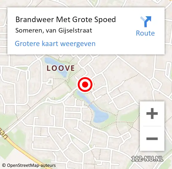 Locatie op kaart van de 112 melding: Brandweer Met Grote Spoed Naar Someren, van Gijselstraat op 3 juli 2021 09:49