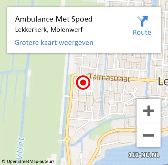Locatie op kaart van de 112 melding: Ambulance Met Spoed Naar Lekkerkerk, Molenwerf op 3 juli 2021 10:15