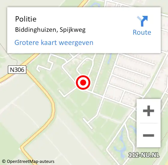 Locatie op kaart van de 112 melding: Politie Biddinghuizen, Spijkweg op 3 juli 2021 10:17