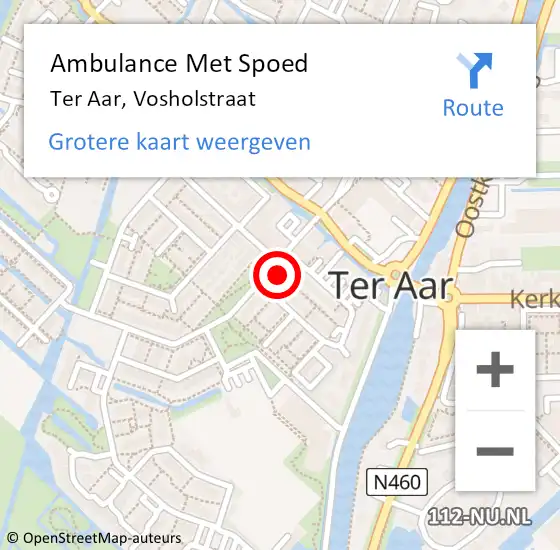 Locatie op kaart van de 112 melding: Ambulance Met Spoed Naar Ter Aar, Vosholstraat op 3 juli 2021 10:43