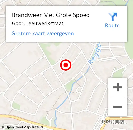 Locatie op kaart van de 112 melding: Brandweer Met Grote Spoed Naar Goor, Leeuwerikstraat op 3 juli 2021 11:10