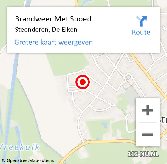 Locatie op kaart van de 112 melding: Brandweer Met Spoed Naar Steenderen, De Eiken op 3 juli 2021 11:23