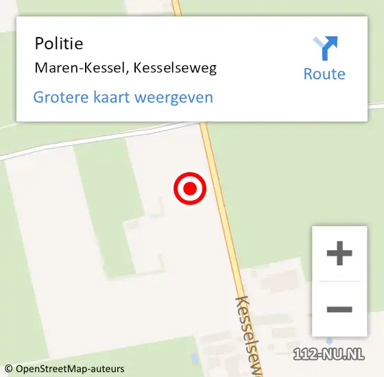 Locatie op kaart van de 112 melding: Politie Maren-Kessel, Kesselseweg op 3 juli 2021 11:26