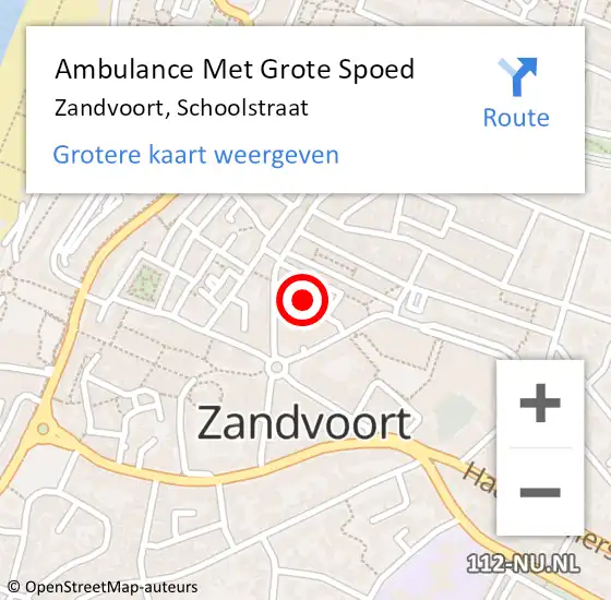 Locatie op kaart van de 112 melding: Ambulance Met Grote Spoed Naar Zandvoort, Schoolstraat op 3 juli 2021 11:26