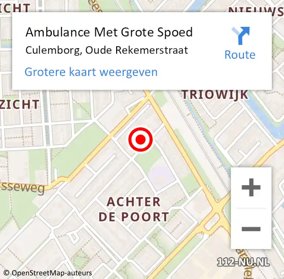 Locatie op kaart van de 112 melding: Ambulance Met Grote Spoed Naar Culemborg, Oude Rekemerstraat op 3 juli 2021 11:31