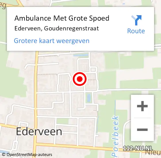Locatie op kaart van de 112 melding: Ambulance Met Grote Spoed Naar Ederveen, Goudenregenstraat op 3 juli 2021 11:42
