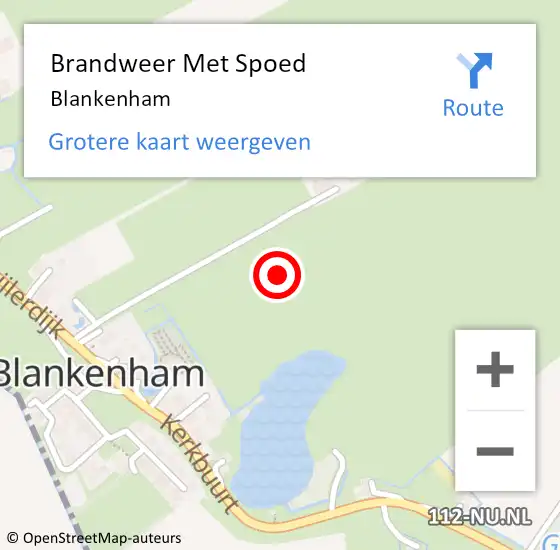 Locatie op kaart van de 112 melding: Brandweer Met Spoed Naar Blankenham op 3 juli 2021 11:50