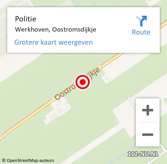 Locatie op kaart van de 112 melding: Politie Werkhoven, Oostromsdijkje op 3 juli 2021 12:07