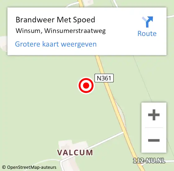 Locatie op kaart van de 112 melding: Brandweer Met Spoed Naar Winsum, Winsumerstraatweg op 3 juli 2021 12:08