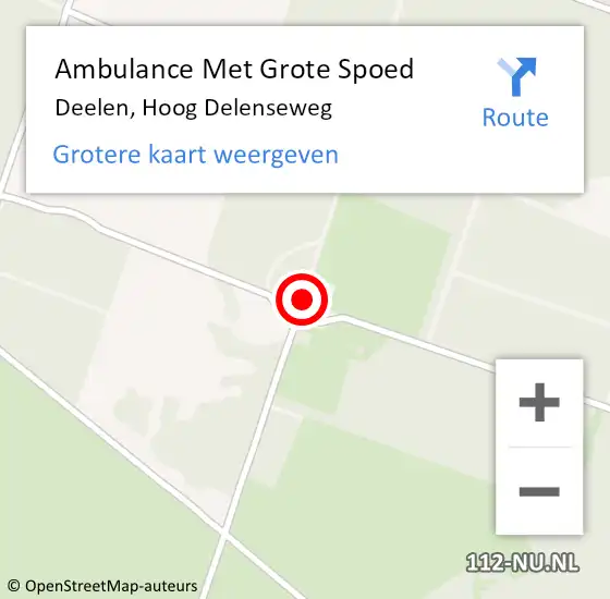 Locatie op kaart van de 112 melding: Ambulance Met Grote Spoed Naar Deelen, Hoog Delenseweg op 3 juli 2021 12:10