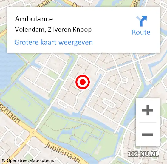 Locatie op kaart van de 112 melding: Ambulance Volendam, Zilveren Knoop op 3 juli 2021 12:11