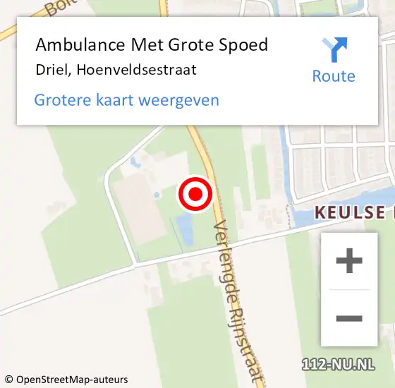 Locatie op kaart van de 112 melding: Ambulance Met Grote Spoed Naar Driel, Hoenveldsestraat op 3 juli 2021 12:11
