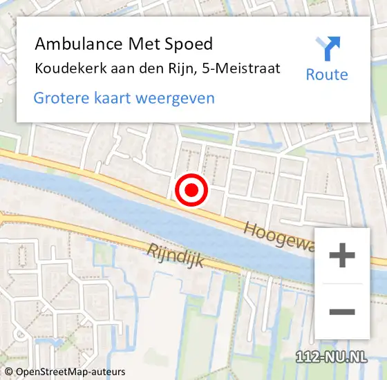 Locatie op kaart van de 112 melding: Ambulance Met Spoed Naar Koudekerk aan den Rijn, 5-Meistraat op 3 juli 2021 12:19