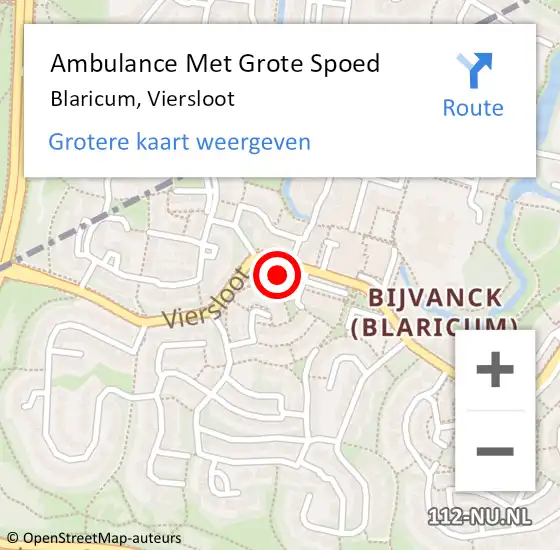 Locatie op kaart van de 112 melding: Ambulance Met Grote Spoed Naar Blaricum, Viersloot op 3 juli 2021 12:19