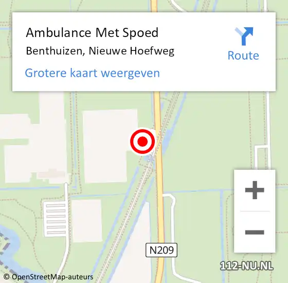 Locatie op kaart van de 112 melding: Ambulance Met Spoed Naar Benthuizen, Nieuwe Hoefweg op 3 juli 2021 12:32