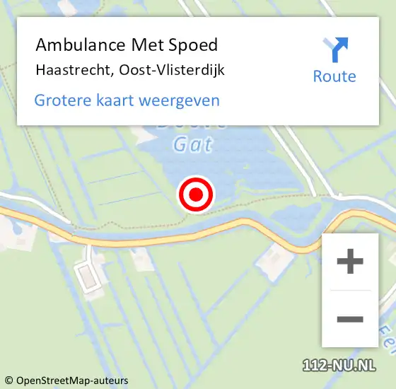 Locatie op kaart van de 112 melding: Ambulance Met Spoed Naar Haastrecht, Oost-Vlisterdijk op 3 juli 2021 12:33