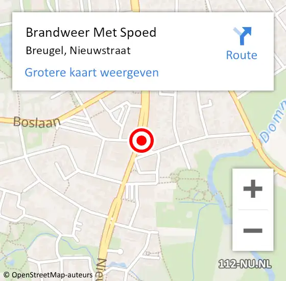 Locatie op kaart van de 112 melding: Brandweer Met Spoed Naar Breugel, Nieuwstraat op 3 juli 2021 12:42