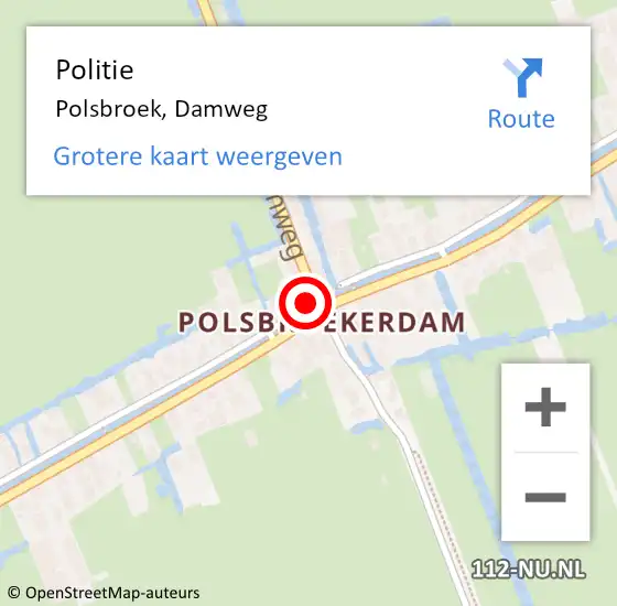 Locatie op kaart van de 112 melding: Politie Polsbroek, Damweg op 3 juli 2021 12:56