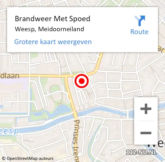 Locatie op kaart van de 112 melding: Brandweer Met Spoed Naar Weesp, Meidoorneiland op 3 juli 2021 12:59