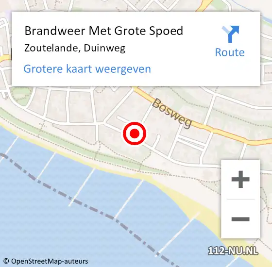 Locatie op kaart van de 112 melding: Brandweer Met Grote Spoed Naar Zoutelande, Duinweg op 3 juli 2021 13:00