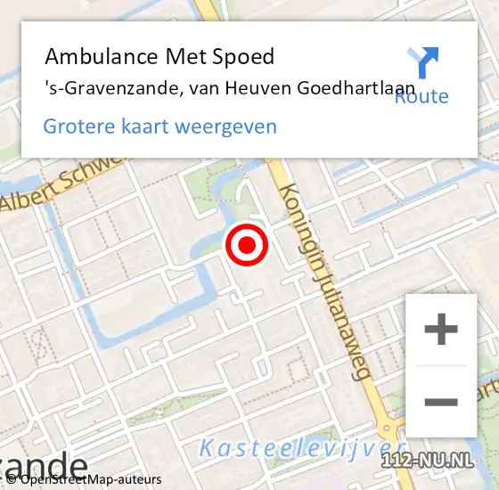 Locatie op kaart van de 112 melding: Ambulance Met Spoed Naar 's-Gravenzande, van Heuven Goedhartlaan op 3 juli 2021 13:03