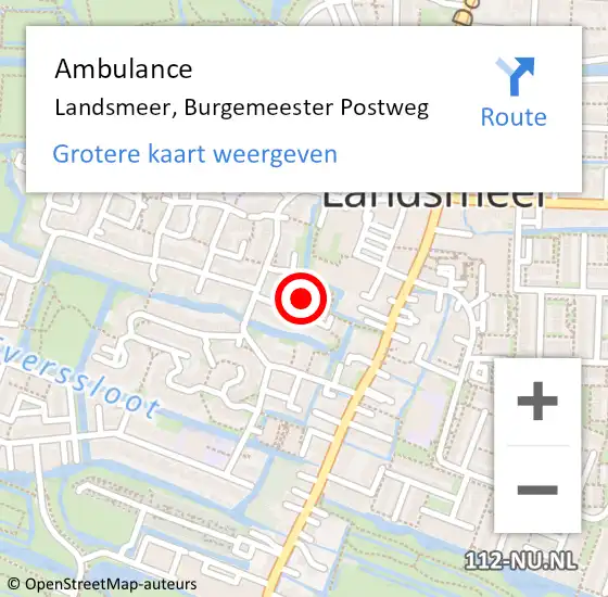 Locatie op kaart van de 112 melding: Ambulance Landsmeer, Burgemeester Postweg op 3 juli 2021 13:05