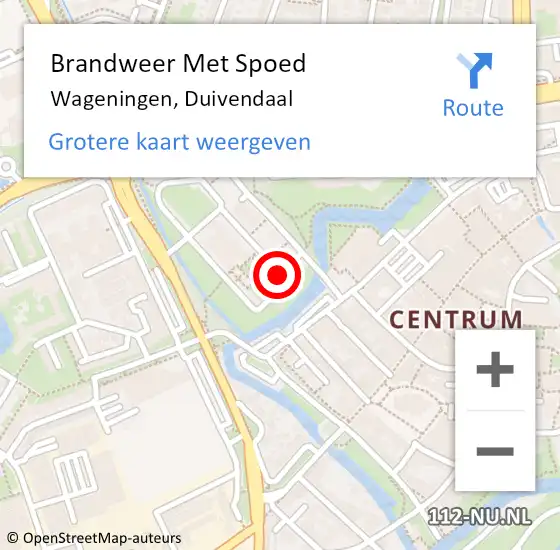 Locatie op kaart van de 112 melding: Brandweer Met Spoed Naar Wageningen, Duivendaal op 3 juli 2021 13:09