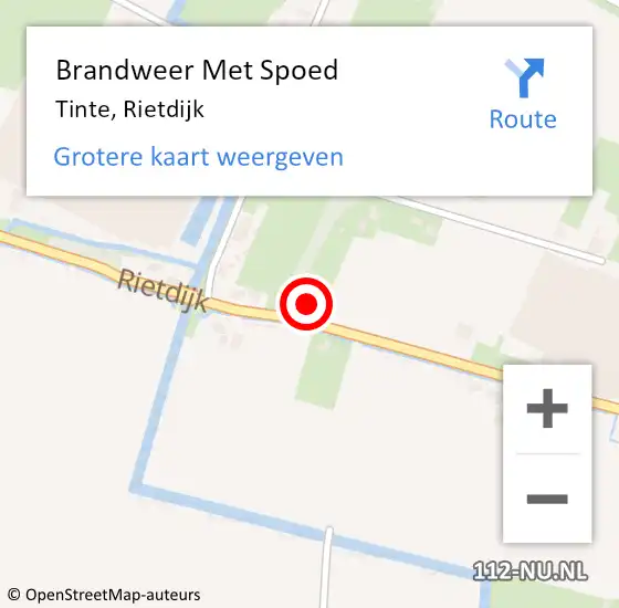 Locatie op kaart van de 112 melding: Brandweer Met Spoed Naar Tinte, Rietdijk op 3 juli 2021 13:10