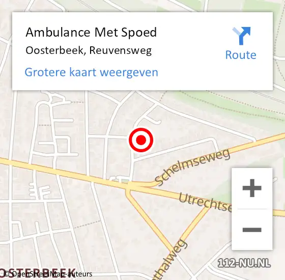 Locatie op kaart van de 112 melding: Ambulance Met Spoed Naar Oosterbeek, Reuvensweg op 3 juli 2021 13:15