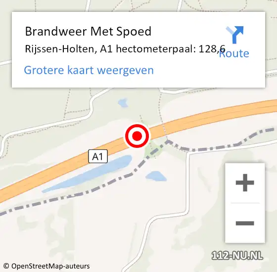 Locatie op kaart van de 112 melding: Brandweer Met Spoed Naar Rijssen-Holten, A1 hectometerpaal: 128,6 op 3 juli 2021 13:21