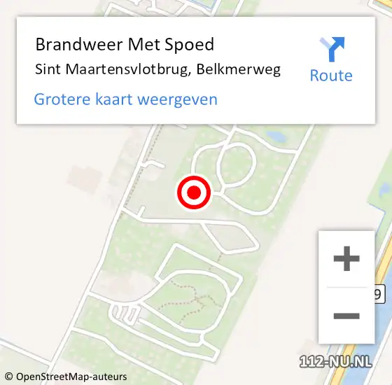 Locatie op kaart van de 112 melding: Brandweer Met Spoed Naar Sint Maartensvlotbrug, Belkmerweg op 3 juli 2021 13:23