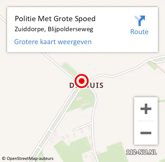 Locatie op kaart van de 112 melding: Politie Met Grote Spoed Naar Zuiddorpe, Blijpolderseweg op 3 juli 2021 13:38