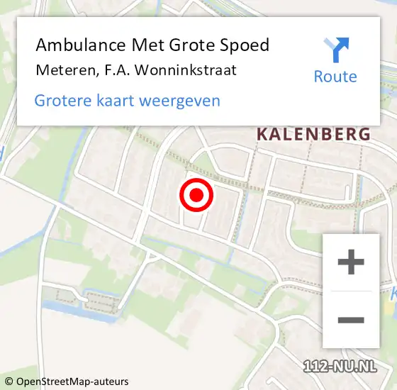 Locatie op kaart van de 112 melding: Ambulance Met Grote Spoed Naar Meteren, F.A. Wonninkstraat op 3 juli 2021 13:44