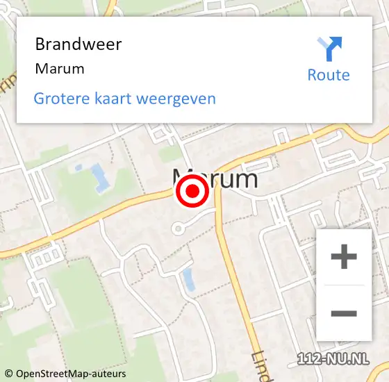 Locatie op kaart van de 112 melding: Brandweer Marum op 3 juli 2021 13:59