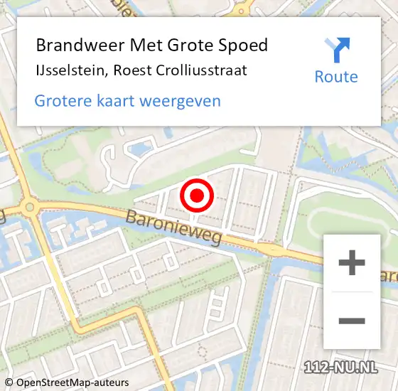 Locatie op kaart van de 112 melding: Brandweer Met Grote Spoed Naar IJsselstein, Roest Crolliusstraat op 3 juli 2021 14:10